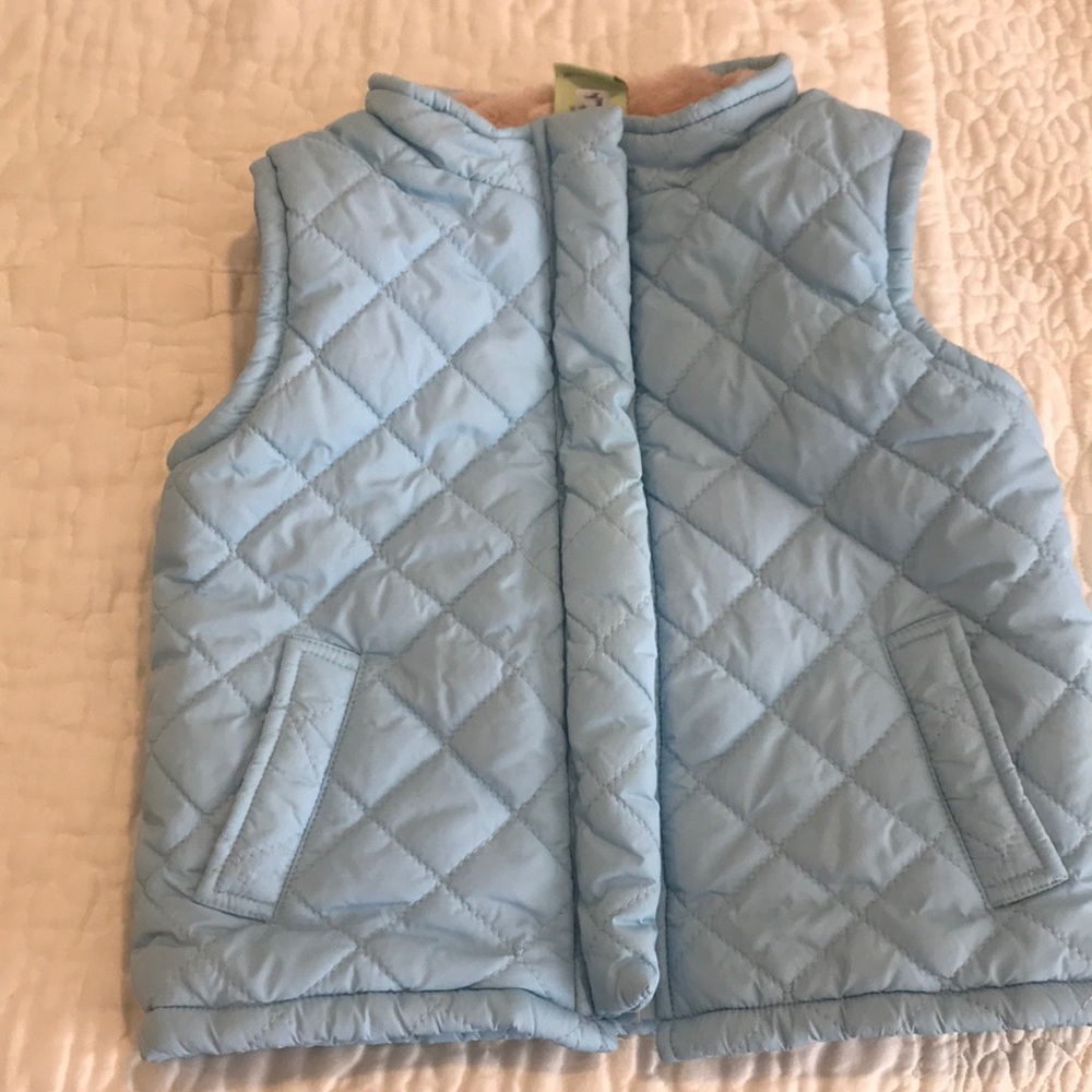 Baby blue faux fur lined vest 2T